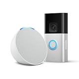 Ring Akku-Videotürklingel Plus (Battery Doorbell Plus) + Echo Pop Weiß - Smart Home-Einsteigerpaket