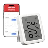 SwitchBot Thermometer Hygrometer Innen, Bluetooth Hygrometer Digital Temperatur Feuchtigkeit Sensor mit APP & Datenspeicherung, Taupunkt/VPD/Absolute Feuchtigkeitssensor