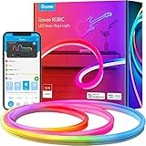 Govee Neon LED Strip 3m, RGBIC Neon LED Streifen mit App-Steuerung, funktioniert mit Alexa und Google Assistant, DIY-Lichteffekte, Musik Sync, Neon Lichtband für Wohnzimmer, Schlafzimmer, Wand Deko